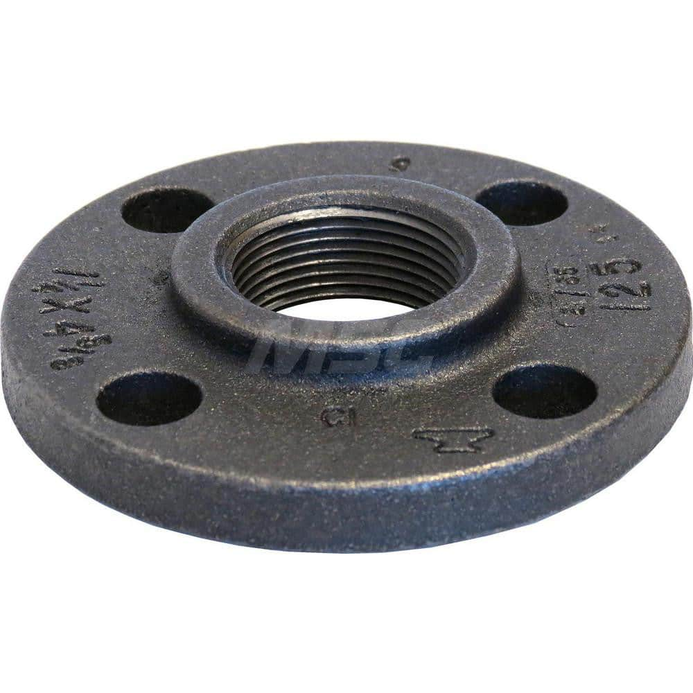 Black Companion Flange: 12 x 19″, 125 psi, Threaded Cast Iron, Black Finish, Class 125