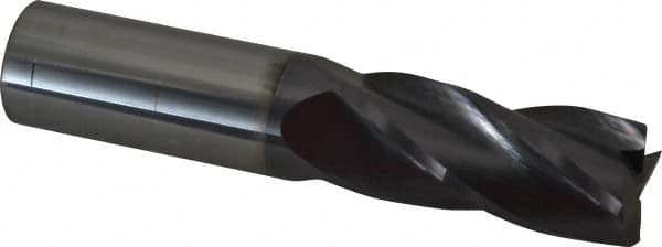 Atrax - 1", 2-1/4" LOC, 1" Shank Diam, 5" OAL, 4 Flute, Solid Carbide Square End Mill - Single End, AlTiN Finish, Spiral Flute, 30° Helix, Centercutting, Right Hand Cut, Right Hand Flute - Benchmark Tooling