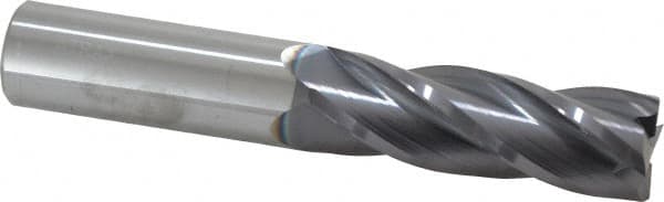 Atrax - 1", 3" LOC, 1" Shank Diam, 5-1/2" OAL, 4 Flute, Solid Carbide Square End Mill - Single End, AlTiN Finish, Spiral Flute, 30° Helix, Centercutting, Right Hand Cut, Right Hand Flute - Benchmark Tooling