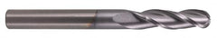 Atrax - 7/8" Diam, 1-1/2" LOC, 3 Flute Solid Carbide Ball End Mill - TiN Finish, Single End, 4" OAL, 7/8" Shank Diam - Benchmark Tooling