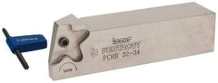 Iscar - External Thread, 0.3937" Max Depth of Cut, 1.5mm Min Groove Width, 135mm OAL, Right Hand Indexable Grooving Cutoff Toolholder - 32mm Shank Height x 32mm Shank Width, PENTA 34.. Insert Style, PCH Toolholder Style, Series PentaCut - Benchmark Tooling