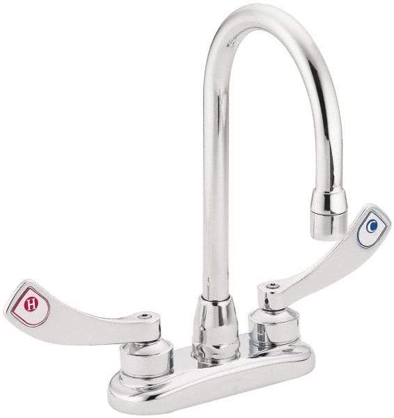 Moen - 2 Hole Mount, Spout Reach Commercial Faucet - Two Handle, Wrist Blade Handle, High Spout, No Drain - Benchmark Tooling