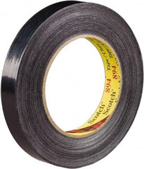 3M - 18mm x 55m Black Rubber Adhesive Strapping Tape - Polypropylene Film Backing, 6 mil Thick, 300 Lb Tensile Strength, Series 894 - Benchmark Tooling