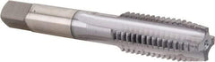 OSG - 5/8-11 UNC 3B 4 Flute TiCN Finish High Speed Steel Straight Flute Standard Hand Tap - Plug, Right Hand Thread, 3-13/16" OAL, 1-13/16" Thread Length, H3 Limit, Oversize - Exact Industrial Supply