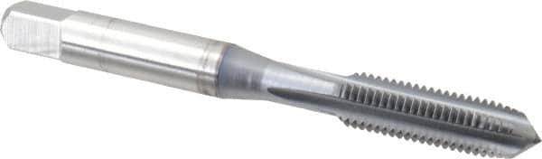 OSG - 1/4-28 UNF 3B 4 Flute TiCN Finish High Speed Steel Straight Flute Standard Hand Tap - Plug, Right Hand Thread, 2-1/2" OAL, 1" Thread Length, H3 Limit, Oversize - Exact Industrial Supply