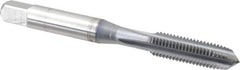 OSG - 1/4-28 UNF 3B 4 Flute TiCN Finish High Speed Steel Straight Flute Standard Hand Tap - Plug, Right Hand Thread, 2-1/2" OAL, 1" Thread Length, H3 Limit, Oversize - Exact Industrial Supply