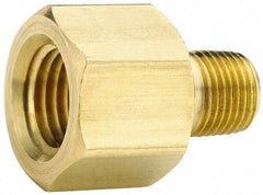 Parker - 1/2 Male Thread x 1/2 Female Thread, Brass Industrial Pipe Adapter - MNPTF x FNPTF, 1,000 psi - Benchmark Tooling