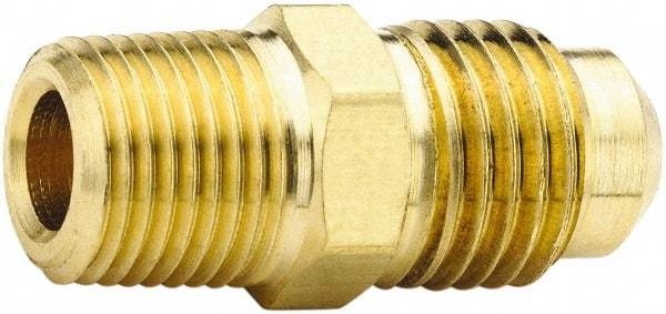 Parker - 3/8" Tube OD, 45° Lead Free Brass Flared Tube Male Connector - 3/8 NPTF, Flare x MNPTF Ends - Benchmark Tooling
