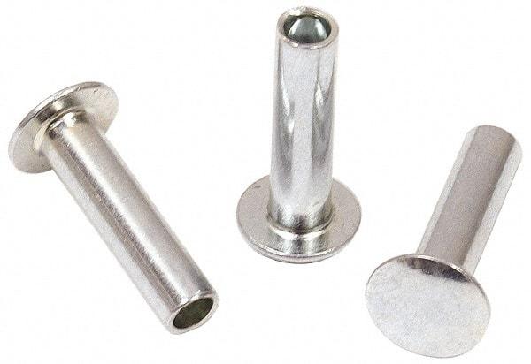 RivetKing - 0.176 to 0.184" Hole Diam, Round Head, Zinc Plated Steel, Semi Tubular Rivet - 7/16 Head Diam, 1" Length Under Head, 1/4 Body Diam - Benchmark Tooling