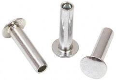 RivetKing - 0.134 to 0.141" Hole Diam, Round Head, Zinc Plated Steel, Semi Tubular Rivet - 3/8 Head Diam, 3/8" Length Under Head, 3/16 Body Diam - Benchmark Tooling