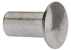 RivetKing - 0.084 to 0.09" Hole Diam, Round Head, Zinc Plated Steel, Semi Tubular Rivet - 7/32 Head Diam, 1/4" Length Under Head, 1/8 Body Diam - Benchmark Tooling