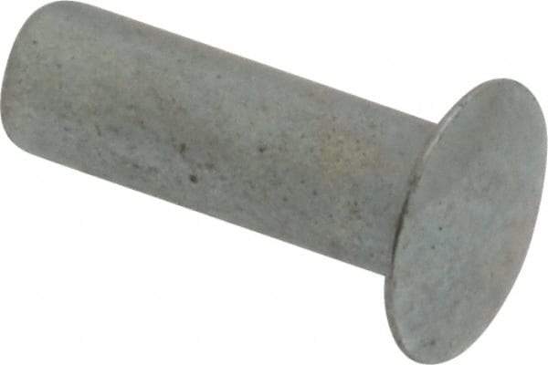 RivetKing - 0.084 to 0.09" Hole Diam, Round Head, Zinc Plated Steel, Semi Tubular Rivet - 7/32 Head Diam, 3/8" Length Under Head, 1/8 Body Diam - Benchmark Tooling