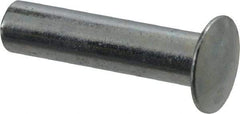 RivetKing - 0.084 to 0.09" Hole Diam, Round Head, Zinc Plated Steel, Semi Tubular Rivet - 7/32 Head Diam, 1/2" Length Under Head, 1/8 Body Diam - Benchmark Tooling