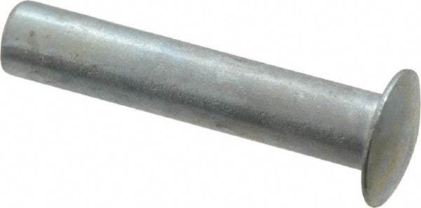 RivetKing - 0.084 to 0.09" Hole Diam, Round Head, Zinc Plated Steel, Semi Tubular Rivet - 7/32 Head Diam, 5/8" Length Under Head, 1/8 Body Diam - Benchmark Tooling