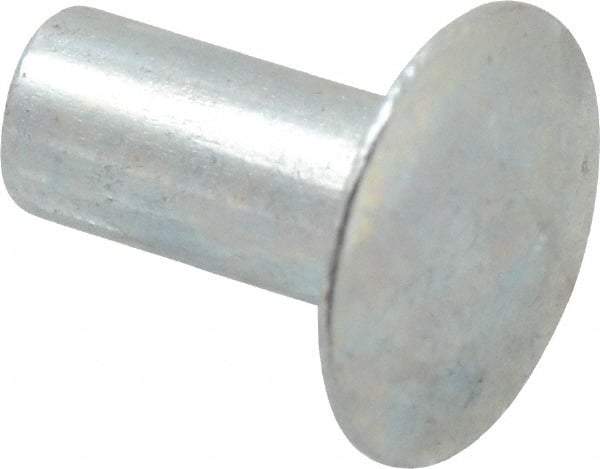 RivetKing - 0.1 to 0.17" Hole Diam, Round Head, Zinc Plated Steel, Semi Tubular Rivet - 5/16 Head Diam, 5/16" Length Under Head, 9/64 Body Diam - Benchmark Tooling