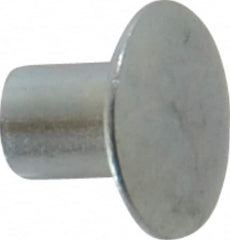 RivetKing - 0.134 to 0.141" Hole Diam, Round Head, Zinc Plated Steel, Semi Tubular Rivet - 3/8 Head Diam, 1/4" Length Under Head, 3/16 Body Diam - Benchmark Tooling