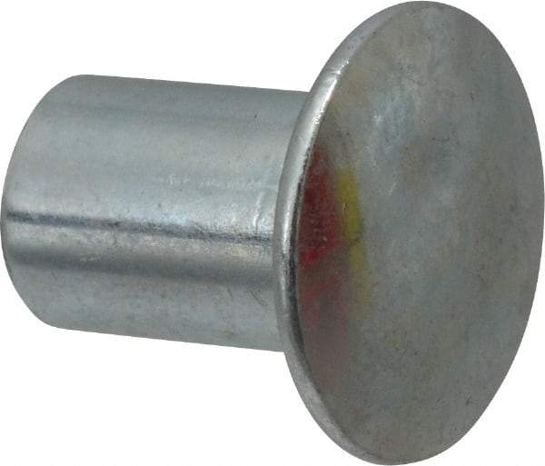 RivetKing - 0.176 to 0.184" Hole Diam, Round Head, Zinc Plated Steel, Semi Tubular Rivet - 7/16 Head Diam, 3/8" Length Under Head, 1/4 Body Diam - Benchmark Tooling