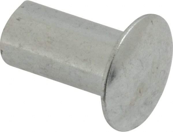 RivetKing - 0.176 to 0.184" Hole Diam, Round Head, Zinc Plated Steel, Semi Tubular Rivet - 7/16 Head Diam, 1/2" Length Under Head, 1/4 Body Diam - Benchmark Tooling