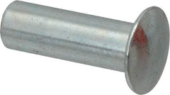 RivetKing - 0.176 to 0.184" Hole Diam, Round Head, Zinc Plated Steel, Semi Tubular Rivet - 7/16 Head Diam, 3/4" Length Under Head, 1/4 Body Diam - Benchmark Tooling