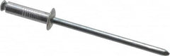 RivetKing - Dome Head Aluminum Peel Blind Rivet - Steel Mandrel, 1/8" to 0.275" Grip, 0.255" Head Diam, 0.129" Max Hole Diam, 0.472 to 0.511" Length Under Head, 1/8" Body Diam - Benchmark Tooling