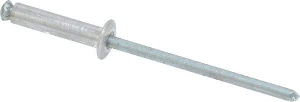 RivetKing - Dome Head Aluminum Peel Blind Rivet - Steel Mandrel, 1/8" to 0.354" Grip, 0.255" Head Diam, 0.129" Max Hole Diam, 0.551 to 0.590" Length Under Head, 1/8" Body Diam - Benchmark Tooling