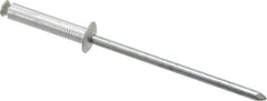 RivetKing - Dome Head Aluminum Peel Blind Rivet - Steel Mandrel, 1/8" to 0.433" Grip, 0.255" Head Diam, 0.129" Max Hole Diam, 0.630 to 0.669" Length Under Head, 1/8" Body Diam - Benchmark Tooling