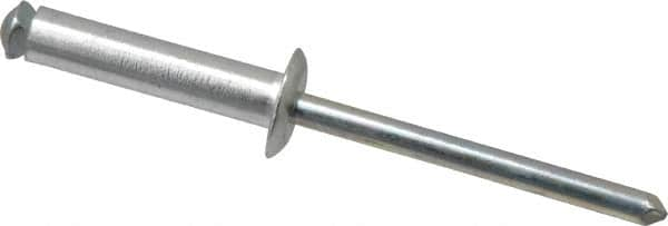 RivetKing - Dome Head Aluminum Peel Blind Rivet - Steel Mandrel, 0.188" to 0.63" Grip, 3/8" Head Diam, 0.196" Max Hole Diam, 0.827 to 0.865" Length Under Head, 3/16" Body Diam - Benchmark Tooling