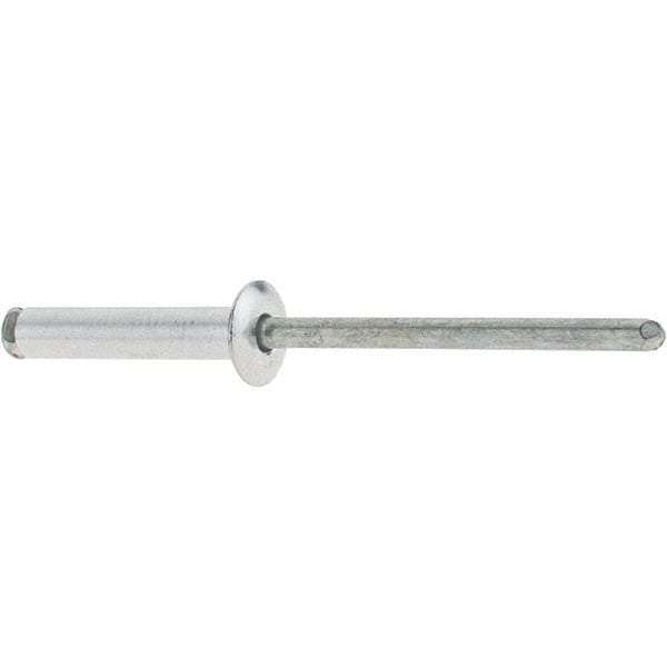 RivetKing - Dome Head Aluminum Peel Blind Rivet - Steel Mandrel, 0.188" to 0.748" Grip, 3/8" Head Diam, 0.196" Max Hole Diam, 0.945 to 0.984" Length Under Head, 3/16" Body Diam - Benchmark Tooling