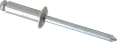 RivetKing - Dome Head Aluminum Peel Blind Rivet - Steel Mandrel, 0.157" to 0.315" Grip, 0.315" Head Diam, 0.165" Max Hole Diam, 0.472 to 0.511" Length Under Head, 5/32" Body Diam - Benchmark Tooling