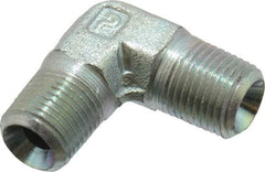 Parker - 1/8 Male Thread, Zinc Plated Steel Industrial Pipe 90° Male Elbow - MNPTF, 6,000 psi - Benchmark Tooling