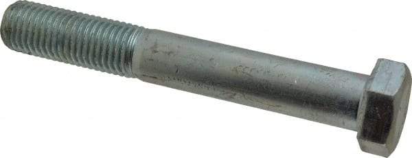 Made in USA - 1-8 UNC, 7" Length Under Head Hex Head Cap Screw - Partially Threaded, Grade 5 Steel, Zinc-Plated Finish, 1-1/2" Hex - Benchmark Tooling