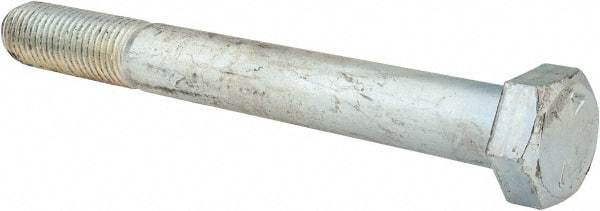 Made in USA - 1-8 UNC, 9" Length Under Head Hex Head Cap Screw - Partially Threaded, Grade 5 Steel, Zinc-Plated Finish, 1-1/2" Hex - Benchmark Tooling