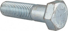 Made in USA - 1-8 UNC, 3-3/4" Length Under Head Hex Head Cap Screw - Partially Threaded, Grade 5 Steel, Zinc-Plated Finish, 1-1/2" Hex - Benchmark Tooling