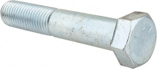 Made in USA - 1-8 UNC, 5-1/2" Length Under Head Hex Head Cap Screw - Partially Threaded, Grade 5 Steel, Zinc-Plated Finish, 1-1/2" Hex - Benchmark Tooling