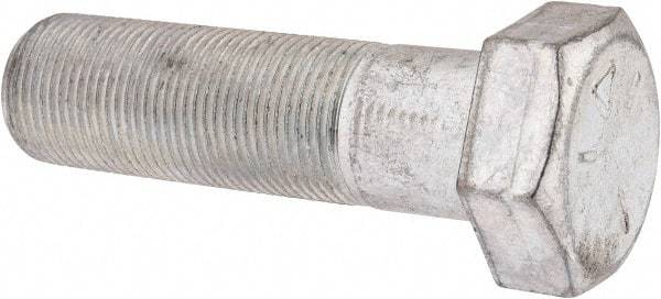 Made in USA - 1-14 UNF, 3-1/2" Length Under Head Hex Head Cap Screw - Partially Threaded, Grade 5 Steel, Zinc-Plated Finish, 1-1/2" Hex - Benchmark Tooling