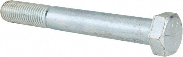 Made in USA - 1-1/8 - 7 UNC, 9" Length Under Head Hex Head Cap Screw - Partially Threaded, Grade 5 Steel, Zinc-Plated Finish, 1-11/16" Hex - Benchmark Tooling