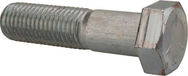 Made in USA - 1-1/8 - 7 UNC, 4-1/2" Length Under Head Hex Head Cap Screw - Partially Threaded, Grade 5 Steel, Zinc-Plated Finish, 1-11/16" Hex - Benchmark Tooling