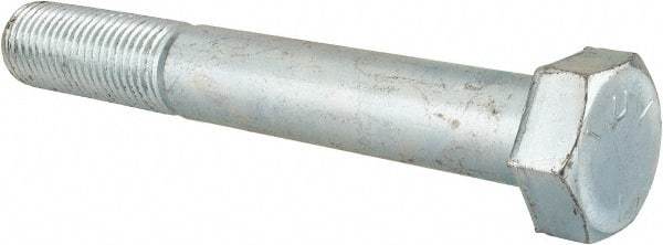 Made in USA - 1-1/4 - 7 UNC, 9" Length Under Head Hex Head Cap Screw - Partially Threaded, Grade 5 Steel, Zinc-Plated Finish, 1-7/8" Hex - Benchmark Tooling