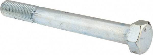 Made in North America - 1-1/4 - 7 UNC, 11" Length Under Head Hex Head Cap Screw - Partially Threaded, Grade 5 Steel, Zinc-Plated Finish, 1-7/8" Hex - Benchmark Tooling