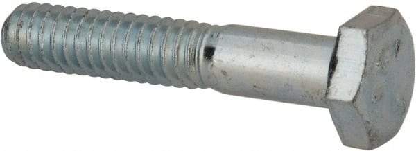 Made in USA - 1/4-20 UNC, 1-3/8" Length Under Head Hex Head Cap Screw - Partially Threaded, Grade 5 Steel, Zinc-Plated Finish, 7/16" Hex - Benchmark Tooling