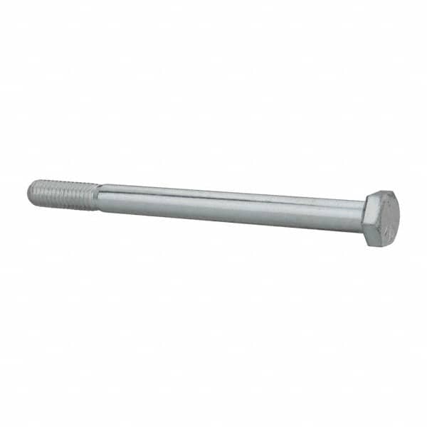 Made in North America - 5/16-18 UNC, 4-1/4" Length Under Head Hex Head Cap Screw - Partially Threaded, Grade 5 Steel, Zinc-Plated Finish, 1/2" Hex - Benchmark Tooling