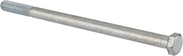 Made in USA - 3/8-16 UNC, 6-1/2" Length Under Head Hex Head Cap Screw - Partially Threaded, Grade 5 Steel, Zinc-Plated Finish, 9/16" Hex - Benchmark Tooling
