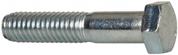 Made in North America - 3/8-16 UNC, 1-7/8" Length Under Head Hex Head Cap Screw - Partially Threaded, Grade 5 Steel, Zinc-Plated Finish, 9/16" Hex - Benchmark Tooling