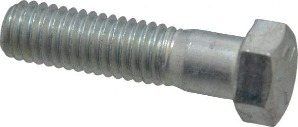 Made in USA - 7/16-14 UNC, 1-3/4" Length Under Head Hex Head Cap Screw - Partially Threaded, Grade 5 Steel, Zinc-Plated Finish, 5/8" Hex - Benchmark Tooling