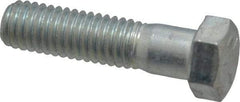 Made in USA - 7/16-14 UNC, 1-3/4" Length Under Head Hex Head Cap Screw - Partially Threaded, Grade 5 Steel, Zinc-Plated Finish, 5/8" Hex - Benchmark Tooling