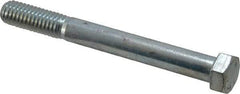 Made in USA - 7/16-14 UNC, 4" Length Under Head Hex Head Cap Screw - Partially Threaded, Grade 5 Steel, Zinc-Plated Finish, 5/8" Hex - Benchmark Tooling