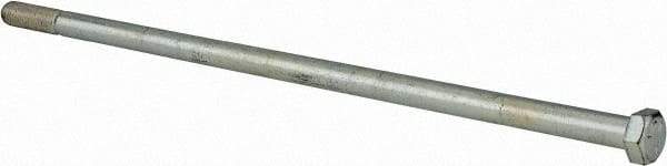 Made in North America - 1/2-13 UNC, 14" Length Under Head Hex Head Cap Screw - Partially Threaded, Grade 5 Steel, Zinc-Plated Finish, 3/4" Hex - Benchmark Tooling