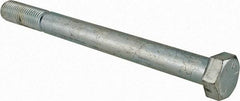 Made in USA - 7/8-9 UNC, 10" Length Under Head Hex Head Cap Screw - Partially Threaded, Grade 5 Steel, Zinc-Plated Finish, 1-5/16" Hex - Benchmark Tooling