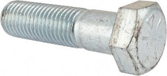 Made in USA - 7/8-9 UNC, 3-1/4" Length Under Head Hex Head Cap Screw - Partially Threaded, Grade 5 Steel, Zinc-Plated Finish, 1-5/16" Hex - Benchmark Tooling
