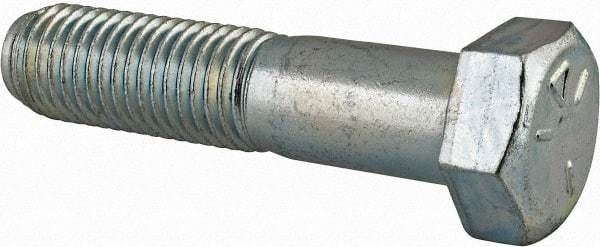Made in North America - 7/8-9 UNC, 3-3/4" Length Under Head Hex Head Cap Screw - Partially Threaded, Grade 5 Steel, Zinc-Plated Finish, 1-5/16" Hex - Benchmark Tooling